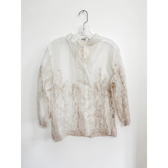 Vintage‎ Appraisal Sheer Embroidered Blouse - Picture 3 of 8